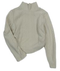 Smetanový vzorovaný crop svetr s rolákem Shein