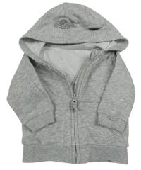 Šedá melírovaná propínací mikina s kapucí George
