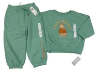 Nové - 2set - Zelená oversize mikina s medvídkem + tepláky Dunnes
