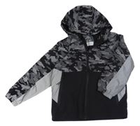 Černo-stříbrná army šusťáková podzimní bunda s kapucí George