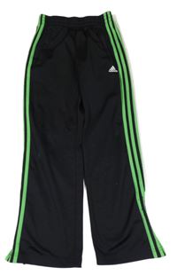 Černé sportovní široké tepláky se zelenými pruhy Adidas 