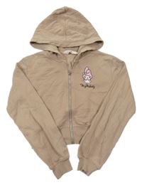 Béžová propínací crop mikina s Kitty a kapucí H&M