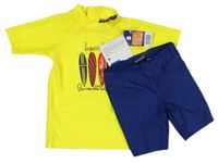 2Set - Žluté UV tričko se surfy + tmavomodré UV kraťasy lupilu