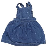 Modrá lehká riflová laclová sukně s květy a volánky Mothercare