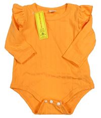 Oranžové žebrované body s volánky SHEIN