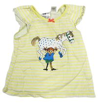 Bílo-žluté pruhované tričko s Pippi H&M