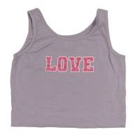 Světlefialový crop top s nápisem THREADGIRLS