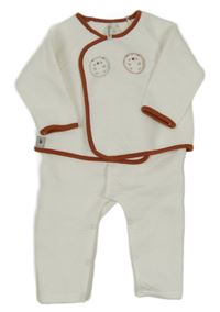 Bílo-hnědá vzorovaná tepláková kombinéza s kabátkem s ježečky zn. ORCHESTRA