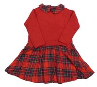 Červeno-kostkované svetrovo/lehké šaty s límečkem Next