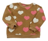 Hnědý svetr s růžovo-bílými srdíčky George