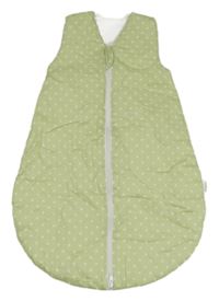 Světlezeleno-bílý puntíkatý zateplený spací pytel