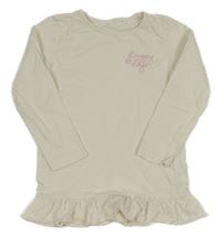 Smetanová melírovaná tunika s nápisy a volánkem George