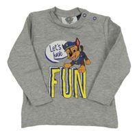 Šedá melírovaná mikina s PAW PATROL - Chase nickelodeon