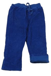 Safírové manšestrové podšité kalhoty s úpletovým pasem 