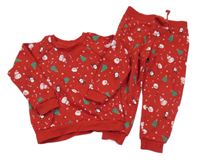 2Set - Červená vánoční mikina s obrázky + tepláky PRIMARK