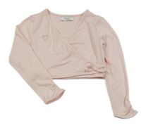 Světlerůžové zavinovací propínací bolérko se srdíčkem a mašlí PRIMARK