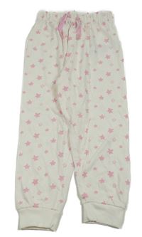 Bílé pyžamové kalhoty s růžovými hvězdičkami Disney