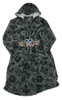 Tmavošedý plyšový župan - Wrestler a kapucí George