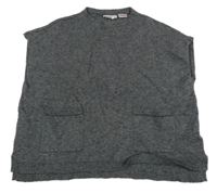 Tmavošedá melírovaná úpletová oversize vesta ZARA