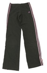 Tmavošedo-růžové tepláky Adidas