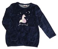 Tmavomodrá sametová tunika s liškou Topolino