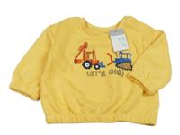 Nové - tmavožlutá mikina se stavebními stroji PRIMARK