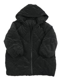 Černá prošívaná nepromokavá zimní bunda s kapucí ZARA