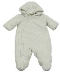 Smetanová plyšová zateplená kombinéza s kapucí s oušky miniclub