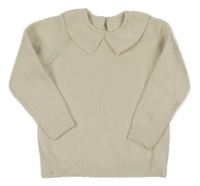 Smetanový vlněný svetr s límečkem George