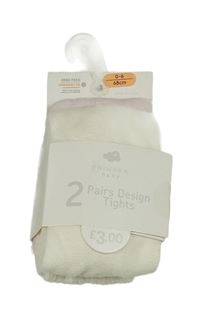 Nové - 2x - Žebrované vzorované punčocháče - Smetanové, světlerůžové PRIMARK