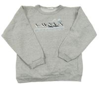 Šedá melírovaná mikina s tučňáčky 