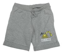 Šedé melírované teplákové kraťasy s buldozerem Kiki&Koko