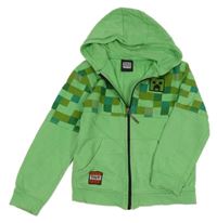Zelená propínací mikina s Minecraft a kapucí Character