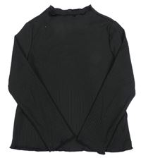 Černý žebrovaný rolák SHEIN