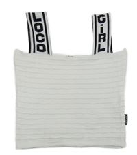 Bílo-černý vzorovaný úpletový crop top s logem LOCO