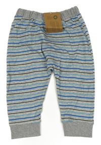 Nové - šedo-modro-cobaltově modro-černé pruhované melírované turecké tepláky coco baby