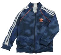 Tmavomodro-bílá batikovaná propínací sportovní mikina Adidas