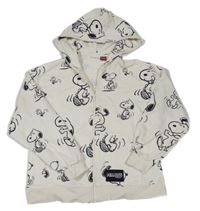 Smetanová propínací mikina se Snoopym a kapucí ZARA