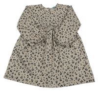 Hnědobéžovo-smetanovo-černošedé vzorované úpletové šaty PRIMARK