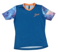 Petrolejové tričko  s barevnými rukávy a nápisem Scott 