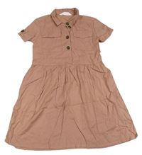 Starorůžové plátěné košilové šaty H&M
