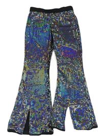Černo-stříbrné metalické slavnostní flare kalhoty M&S
