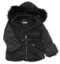 Černá šusťáková zimní bunda s kapucí River Island