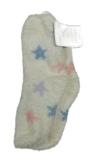 Nové - Smetanové chlupaté ponožky s hvězdami Dunnes