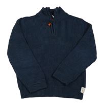 Tmavomodrý žebrovaný svetr H&M