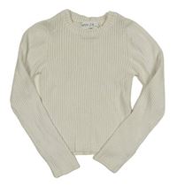 Bílý žebrovaný crop svetr Lefties