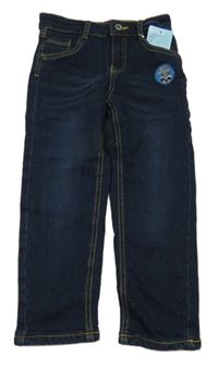 Nové - Tmavomodré podšité rifle s nášivkou Impidimpi