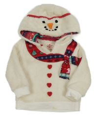 Krémová chlupatá mikina se šálou a kapucí - sněhulák F&F