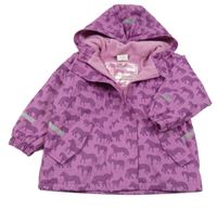 Levandulová nepromokavá lehce zateplená bunda s koňmi a kapucí Papagino