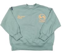 Zelenošedá mikina s potiskem a nápisem Zara